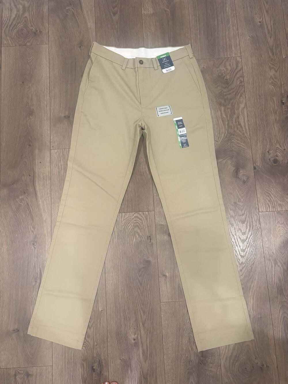 George Men's Straight Fit Comfort Waist Khaki Pants Stone Wash 32x34